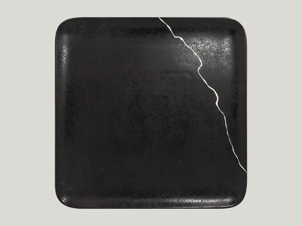 SQUARE PLATE, 11.8"L, 11.8"W, BLACK/SILVER_0