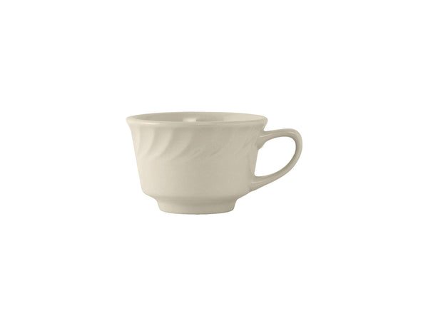 Tuxton Short Cup Mug 4 ¾" x 3 ⅞" x 2 ⅝" Meridian Eggshell Embossed_0