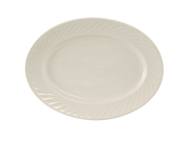 Tuxton Oval Platter Platter 11 ⅝" x 8 ¼" Meridian Eggshell Embossed_0