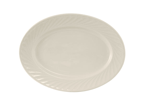 Tuxton Oval Platter 11 ⅝" x 8 ¼" Meridian Eggshell Embossed