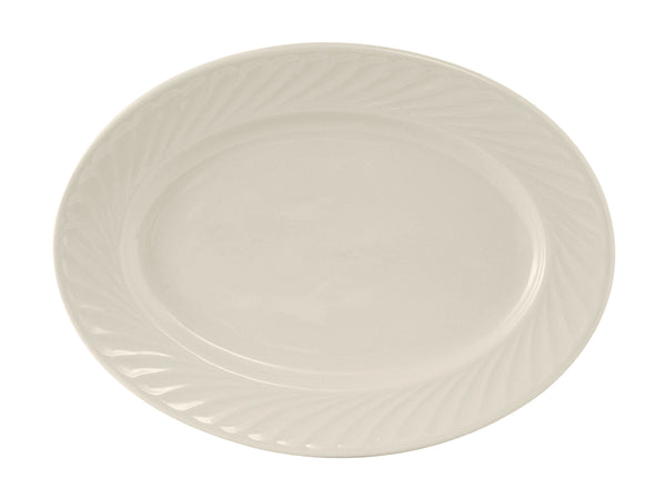 Tuxton Oval Platter Platter 13 ¼" x 10" Meridian Eggshell Embossed_0