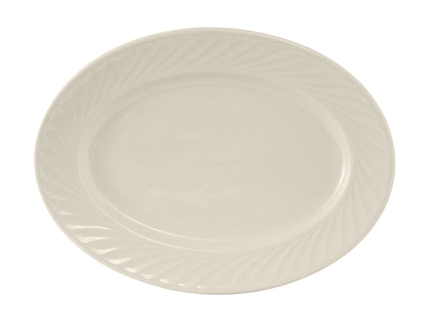 Tuxton Oval Platter 13 ¼" x 10" Meridian Eggshell Embossed