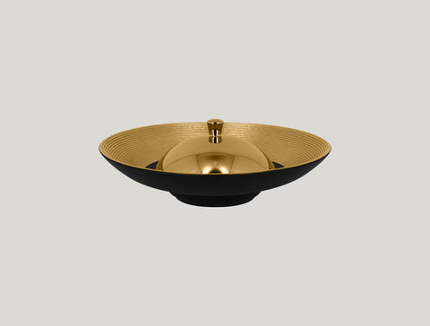 GOURMET DEEP PLATE EMBOSSED 10.25"D,  GOLD_2