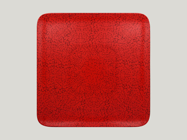 SQUARE PLATE, 13"L, 13"W, RED_0