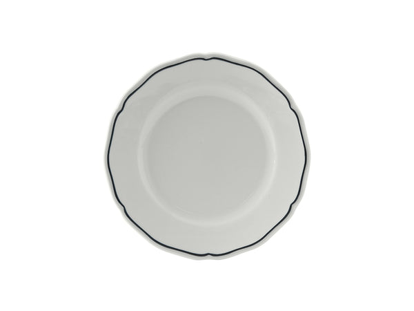 Tuxton Plate Plate 6 ½" CHARLESBB Porcelain White Scalloped Blue Band_0
