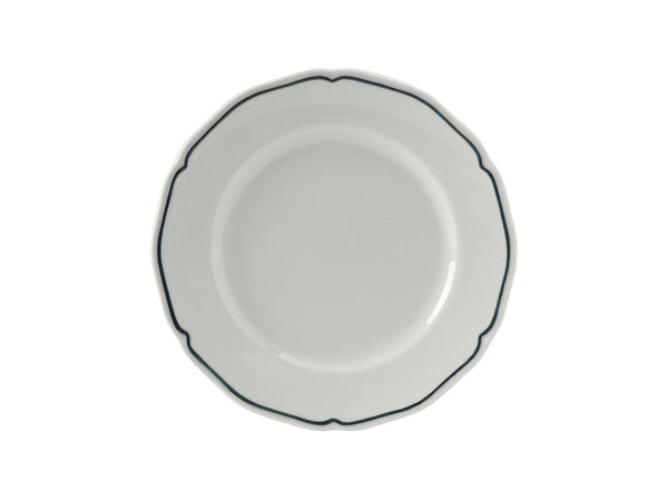 Tuxton Plate Plate 7 ½" CHARLESBB Porcelain White Scalloped Blue Band_0