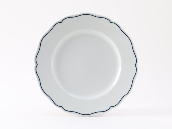 Tuxton Plate  Plate 9" CHARLESBB Porcelain White Scalloped Blue Band_0