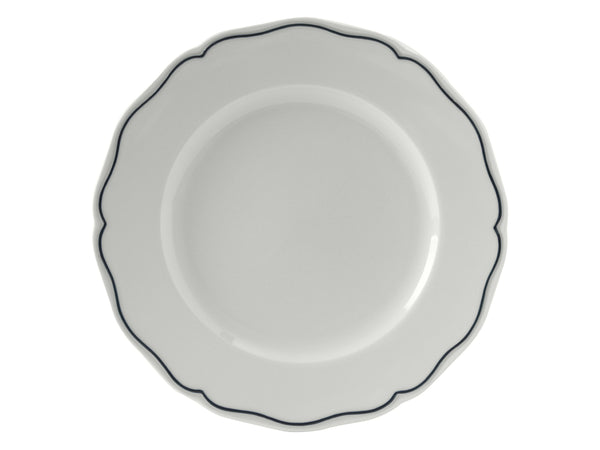 Tuxton Plate  Plate 10 ¾" CHARLESBB Porcelain White Scalloped Blue Band_0