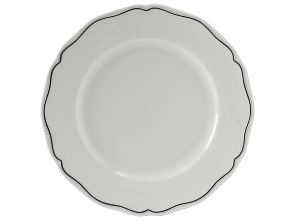 Tuxton Plate Plate 12 ¼" CHARLESBB Porcelain White Scalloped Blue Band_0