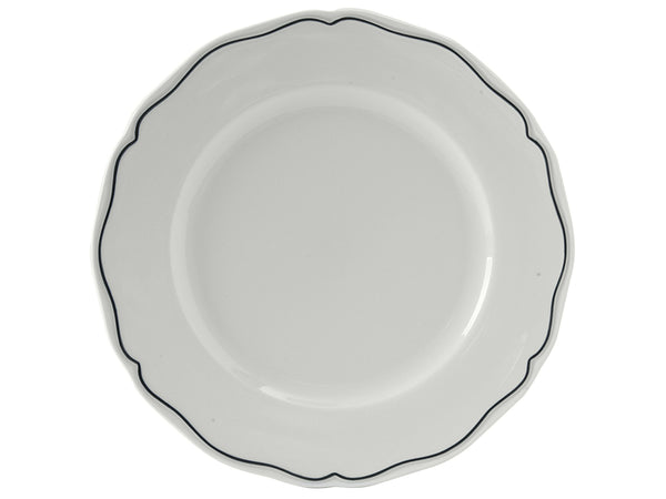 Tuxton Plate 12 ¼" Charleston Porcelain White Scalloped Blue Band
