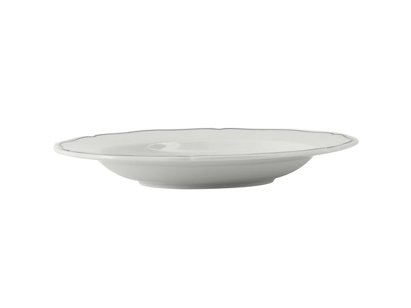 Tuxton Pasta Bowl Salad & Pasta Bowls 11 ½" x 1 ⅝" CHARLESBB Porcelain White Scalloped Blue Band_0