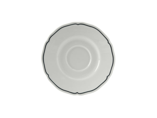 Tuxton Saucer Saucer 6" CHARLESBB Porcelain White Scalloped Blue Band_0