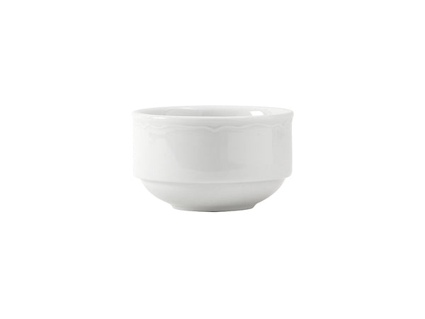 Tuxton Stackable Bouillon Stackable Bouillon Cup 3 ¾" x 2 ¼" Charleston Porcelain White Scalloped_0
