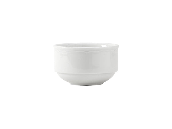 Tuxton Stackable Bouillon Cup 8 oz Charleston Porcelain White Scalloped