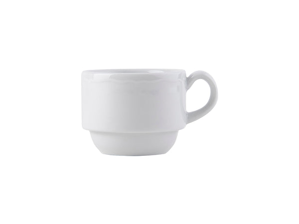 Tuxton Stackable Cup Mug 4 ½" x 3 ½" x 2 ⅝" Charleston Porcelain White Scalloped_0