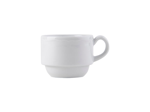 Tuxton Stackable Espresso Cup 3 oz Charleston Porcelain White Scalloped