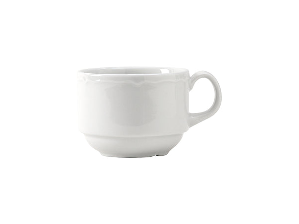 Tuxton Stackable Cup 8 oz Charleston Porcelain White Scalloped