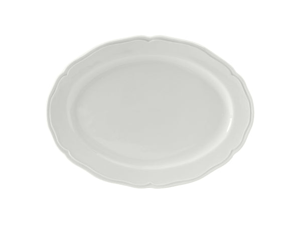 Tuxton Oval Platter Platter 10 ½" x 7 ¾" Charleston Porcelain White Scalloped_0