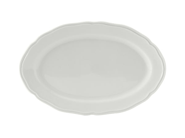 Tuxton Oval Platter 12 ½" x 8 ⅞" Charleston Porcelain White Scalloped