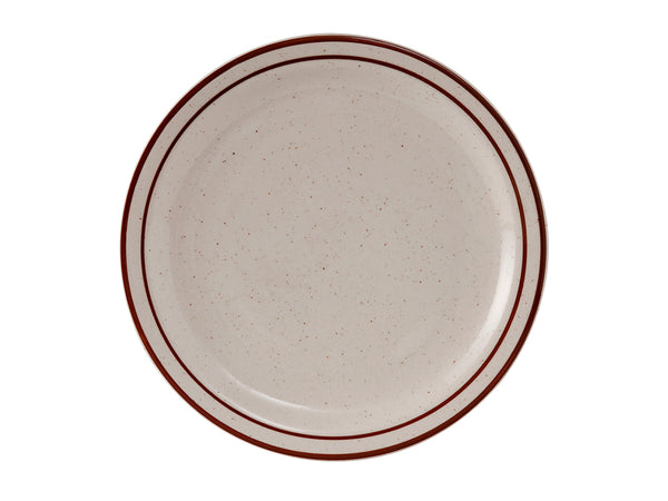 Tuxton Plate Plate 9 ½" Bahamas Eggshell Narrow Rim Brown Speckles_0