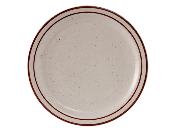 Tuxton Plate Plate 10 ½" Bahamas Eggshell Narrow Rim Brown Speckles_0