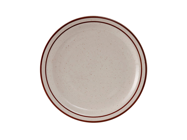 Tuxton Plate 8 ⅛" Bahamas Eggshell Narrow Rim Brown Speckles