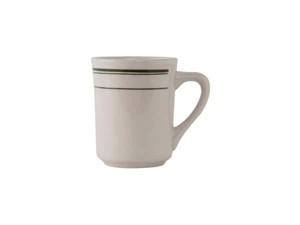 Tuxton Tiara Mug 8 oz Eggshell Green Bands