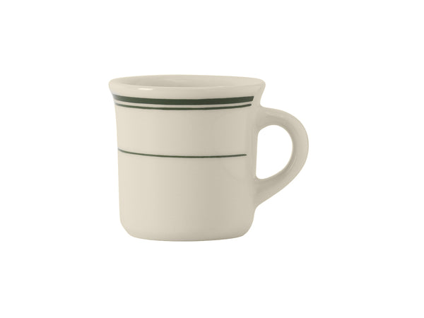 Tuxton Canton Mug Mug 4 ⅜" x 3 ⅜" x 3 ⅜" Green Bay Eggshell Green Bands_0