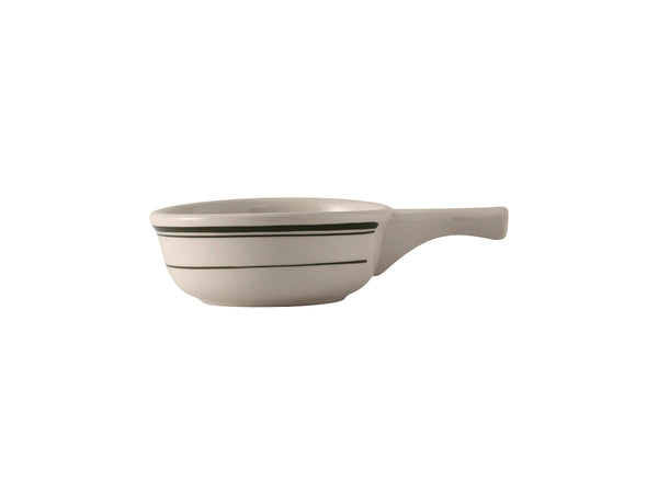 Tuxton French Casserole - Green Bands Casserole 7 ⅜" x 4 ⅞" x 2" Soup & Casseroles Eggshell Green Bands_0