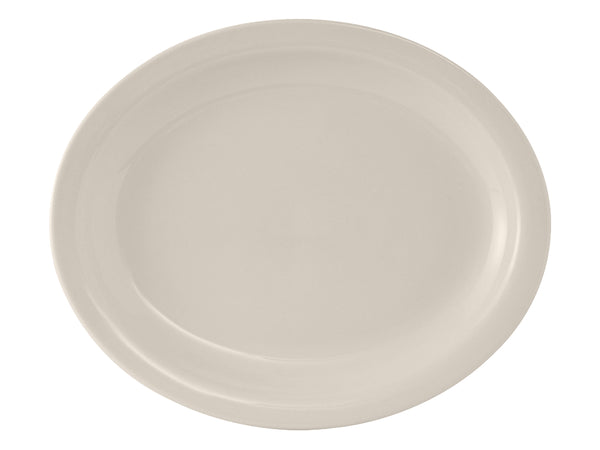 Tuxton Oval Platter 13 ¼" x 10 ½" Nevada Eggshell Narrow Rim