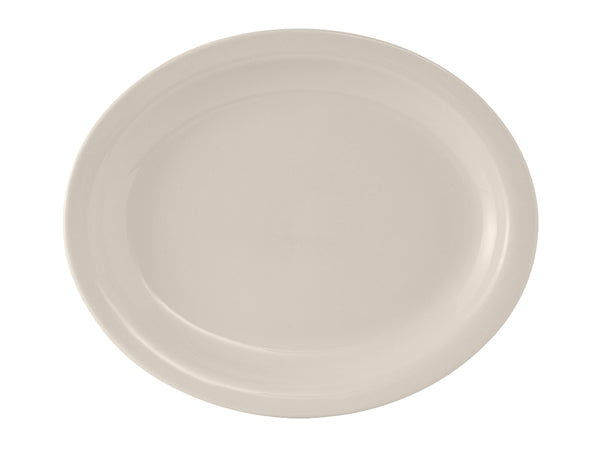 Tuxton Oval Platter 12 ½" x 10 ¼" Nevada Eggshell Narrow Rim