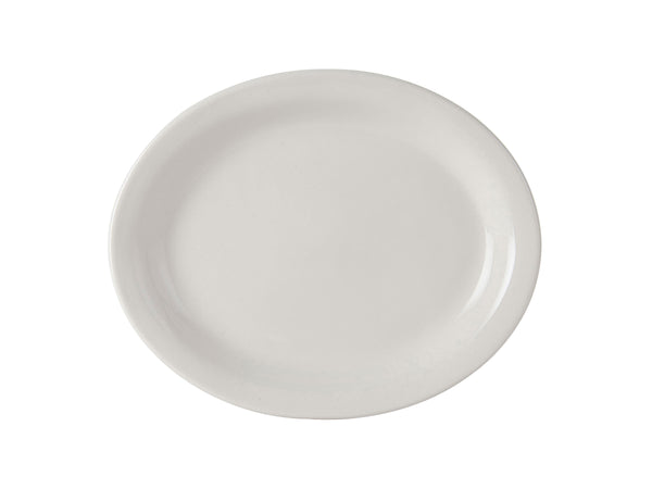 Tuxton Oval Platter Platter 9 3/4" x 8" Nevada Eggshell Narrow Rim_0