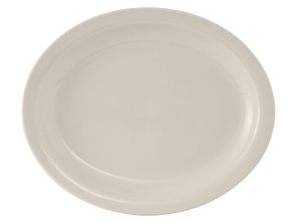 Tuxton Oval Platter 13 ¾" x 11 ¼" Nevada Eggshell Narrow Rim