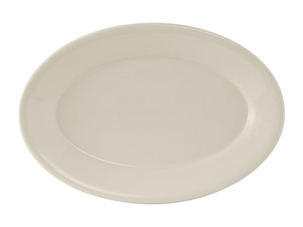 Tuxton Oval Platter 14 ⅛" x 10 ¼" Reno Eggshell Rolled Edge