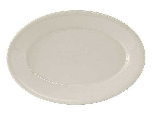 Tuxton Oval Platter Platter 15" x 10 ⅜" Reno Eggshell Rolled Edge_0