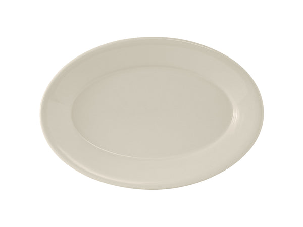 Tuxton Oval Platter 11 ⅝" x 8 ¼" Reno Eggshell Rolled Edge