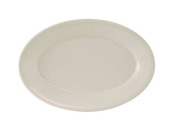 Tuxton Oval Platter Platter 12 ⅝" x 8 ¾" Reno (Matches Homer) Eggshell Rolled Edge_0