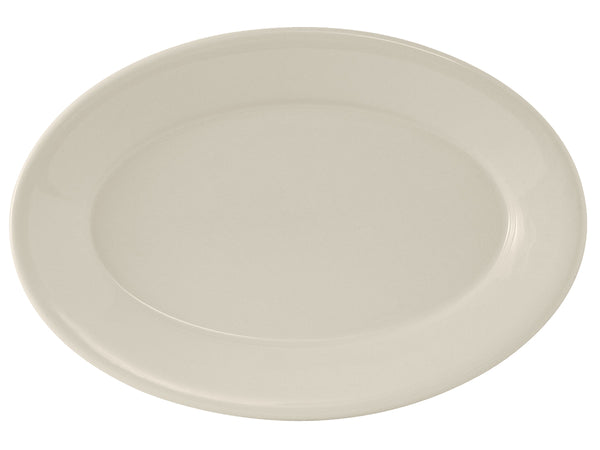 Tuxton Oval Platter 15 ⅜" x 11 ¼" Reno Eggshell Rolled Edge