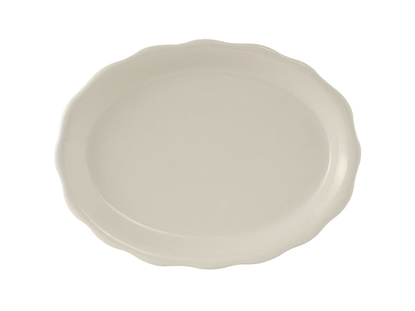Tuxton Oval Platter 11 ⅝" x 8 ¾" Shell Eggshell Scalloped
