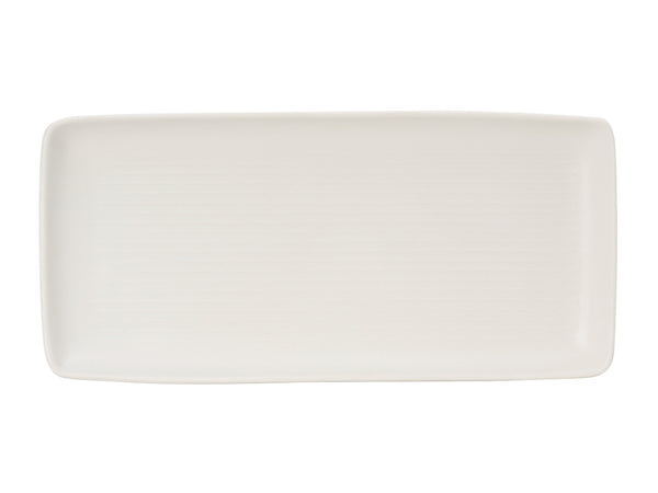 Tuxton Rectangle Rectangluar Tray 14" x 6 ⅝" Zion Matte White Embossed_0
