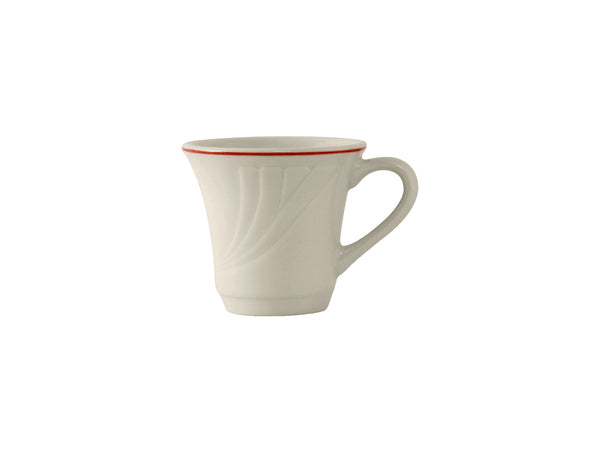 Tuxton Monterey Tall Cup 6 oz Monterey Eggshell Embossed Berry Band