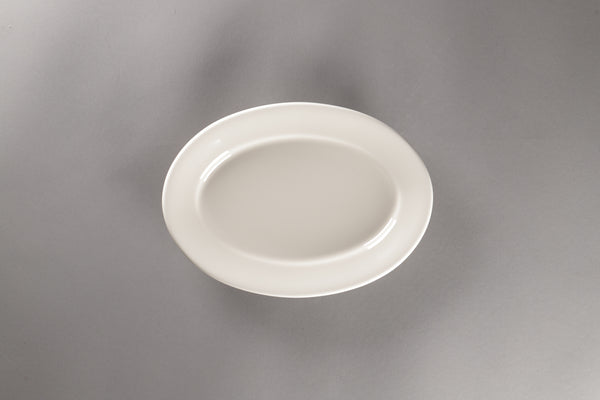 ROLLED WIDE RIM OVAL PLATTER, 12.6"L, 9.1"W