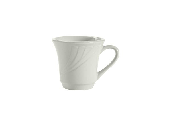 Tuxton Tall Cup 6 oz Sonoma Porcelain White Embossed