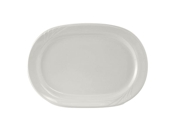 Tuxton Racetrack Platter 10 ⅜" x 7 ½" Sonoma Porcelain White Embossed