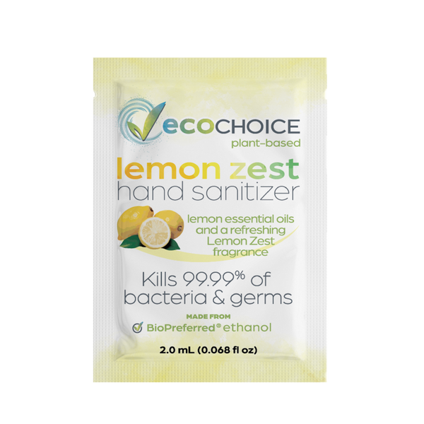 2mL EcoChoice by Sterno Hand Sanitizer Lemon Packets 18/100ct